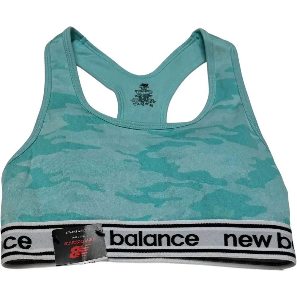 NB New Balance Medium Support Racerback Sports Bra Aquamarius Medium